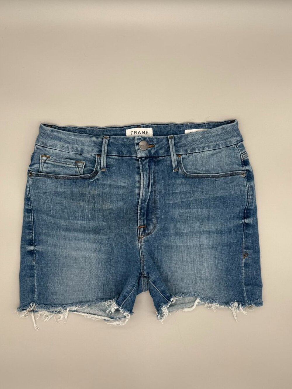 FRAME Columbus Raw Hem Denim Shorts Size 30